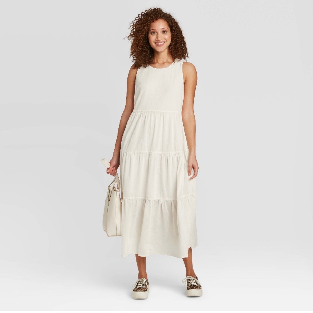 A New Day Sleeveless Tiered Midi Dress *NWT*